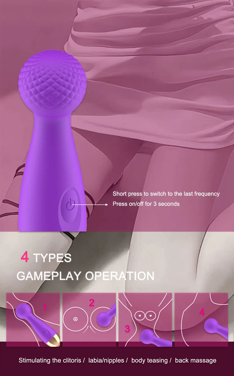 10 Frequency Vibration Female Masturbator Waterproof Vibration Stick Massage Stick Adult Sex Products Manufacturer Direct Sales